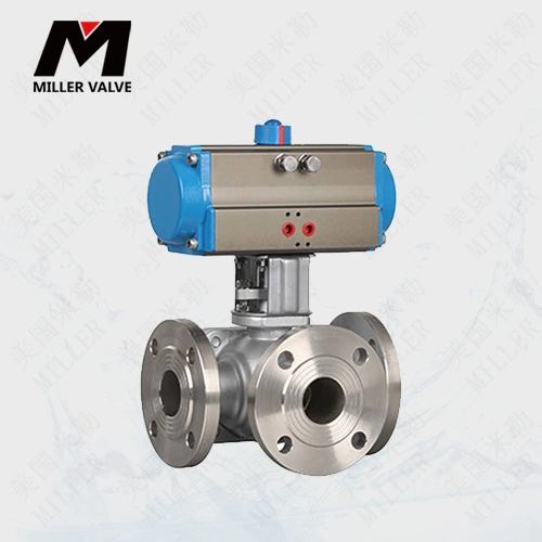 進口氣動法蘭三通球閥